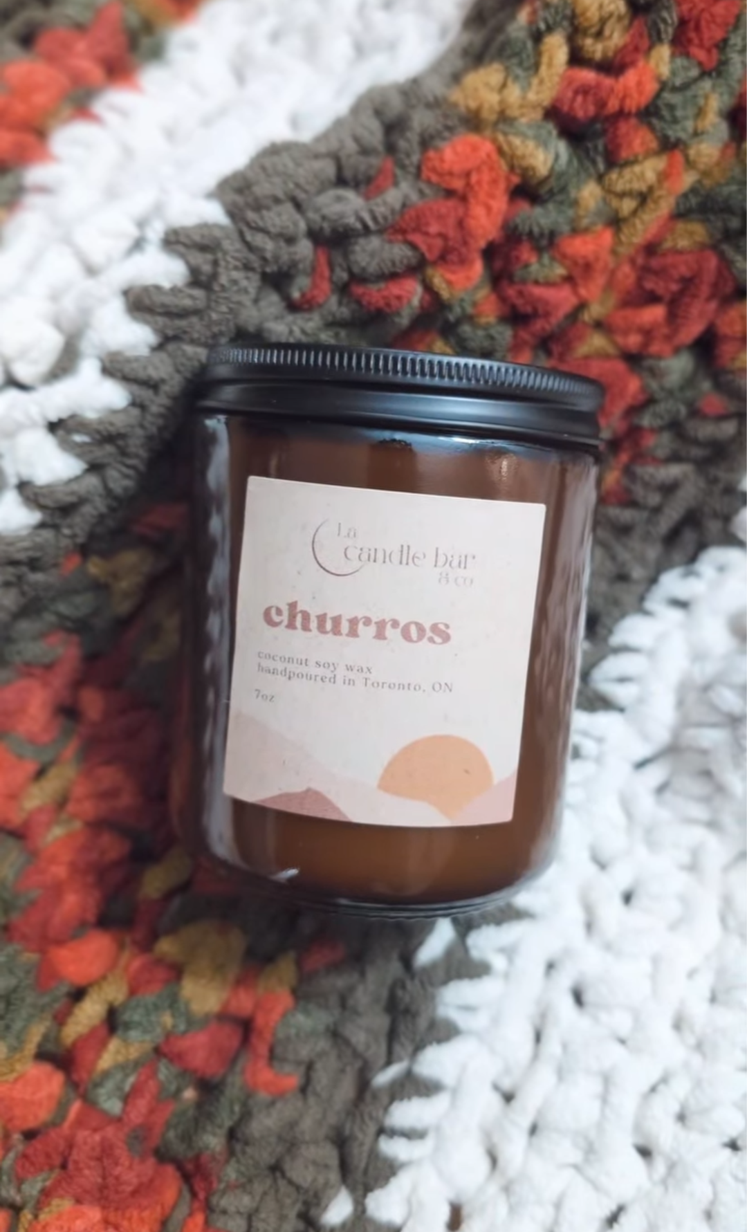 Churros candle with warm dough, cinnamon sugar and vanilla cream scent