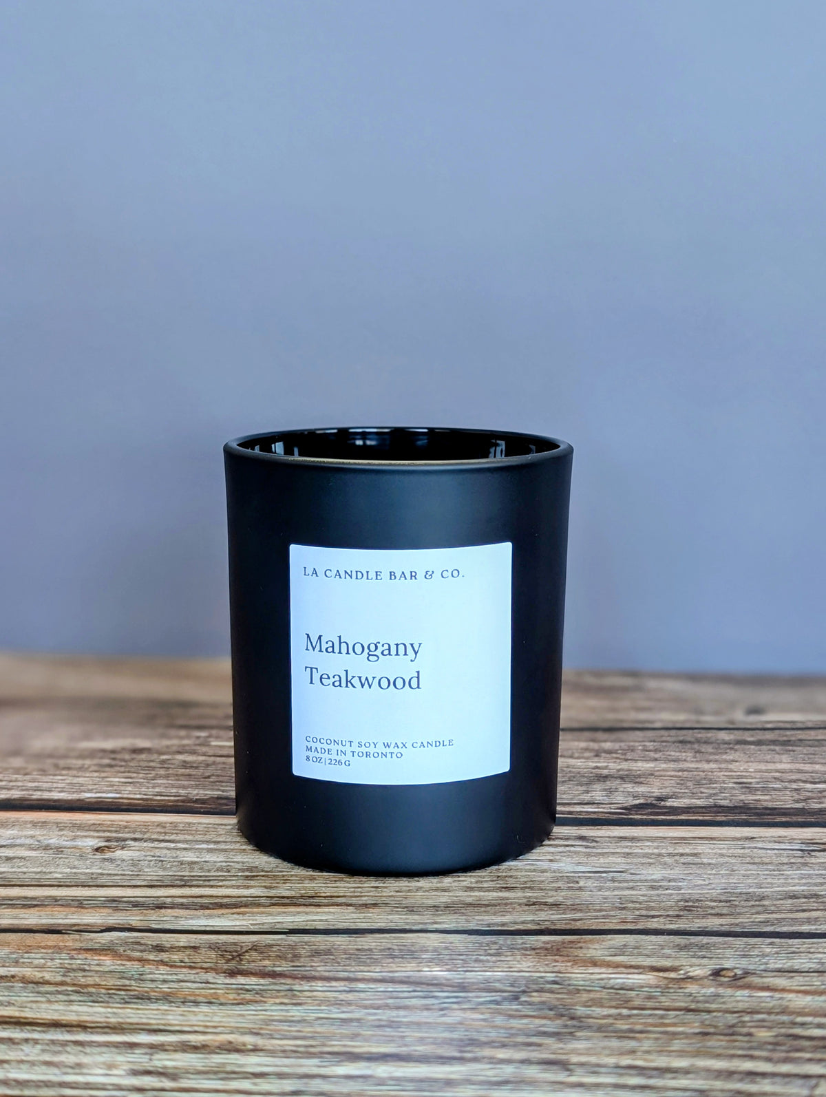 Handpoured Mahogany Teakwood coconut soy candle made in Toronto, Canada