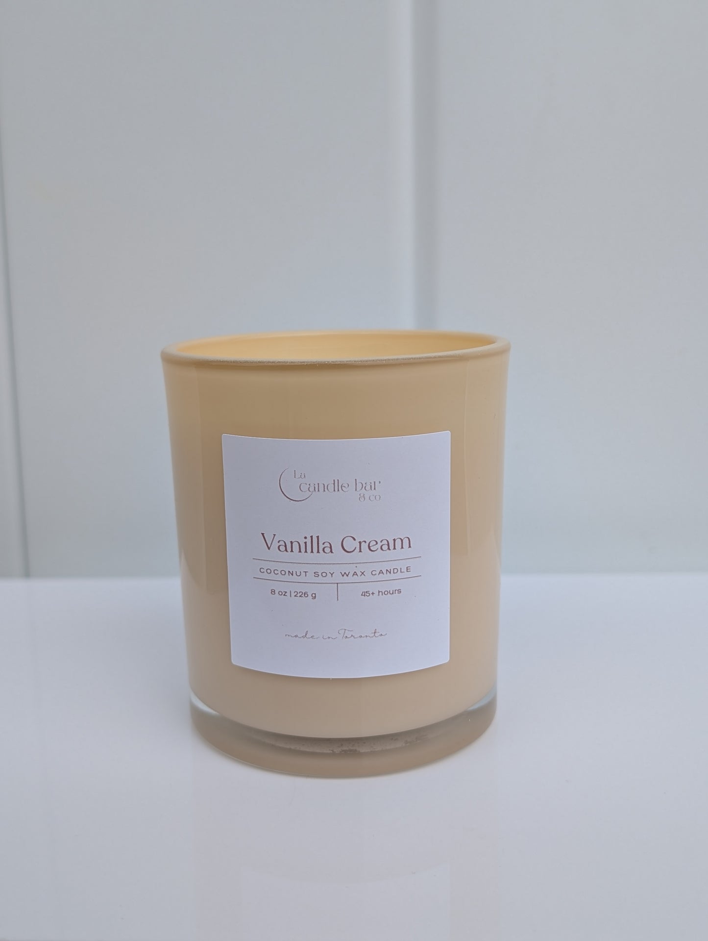 Vanilla cream coconut soy wooden wick candle in glass jar - vegan, hand-poured in Toronto