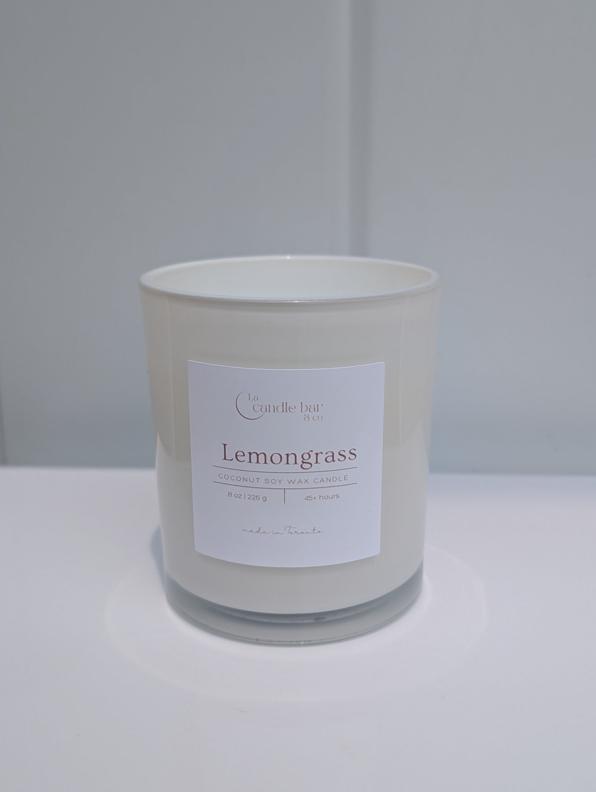 Lemongrass coconut soy wooden wick candle in glass jar — vegan, hand-poured in Toronto
