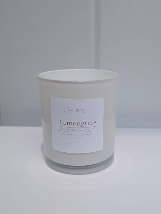 Lemongrass coconut soy wooden wick candle in glass jar — vegan, hand-poured in Toronto