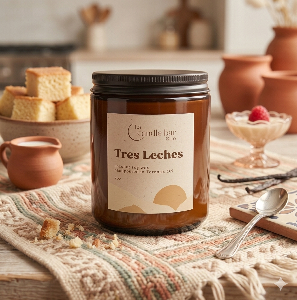 Hand-poured coconut soy wax candle topped with a wooden wick, free from parabens and.