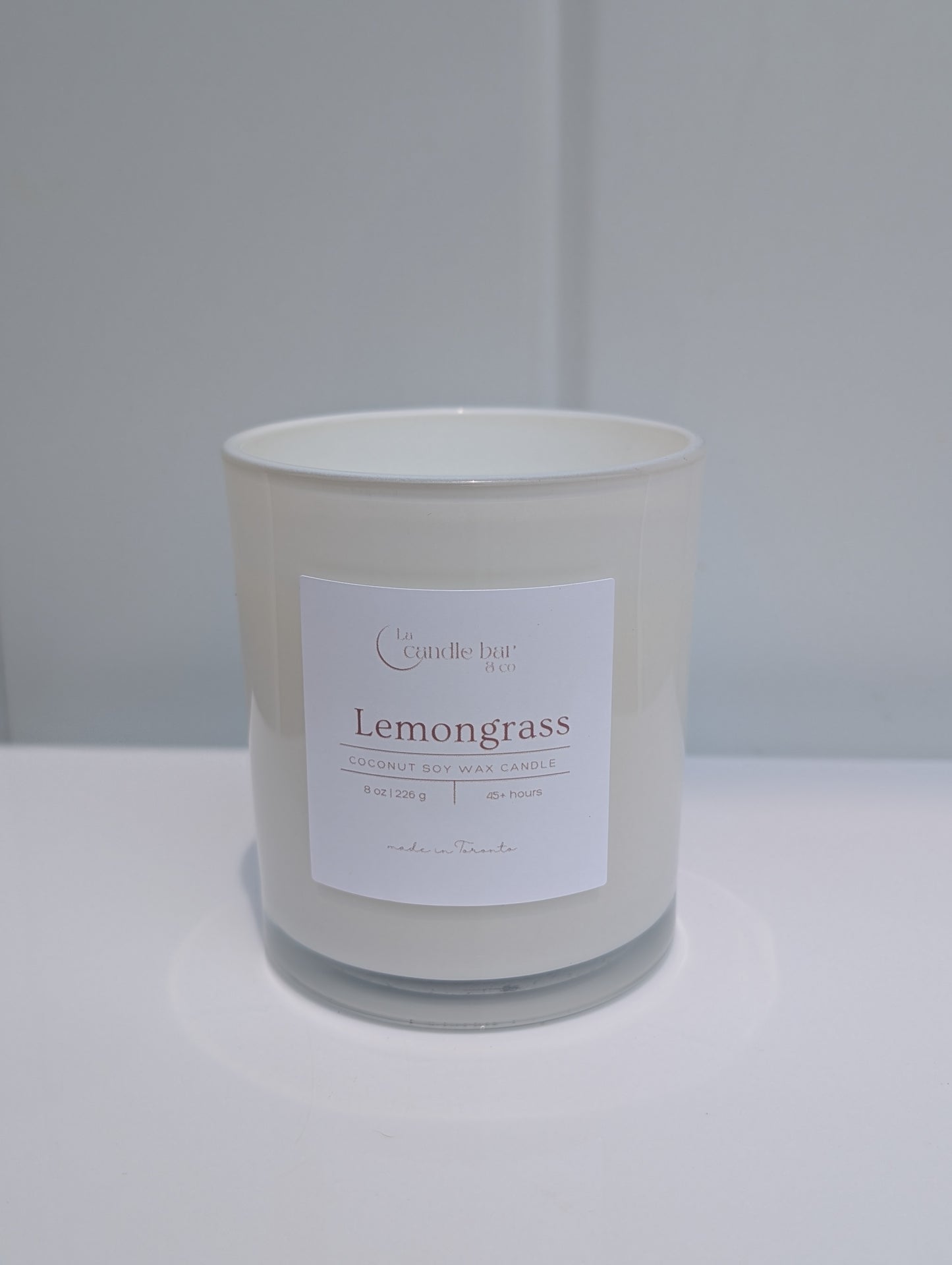 Lemongrass coconut soy wooden wick candle in glass jar - vegan, hand-poured in Toronto