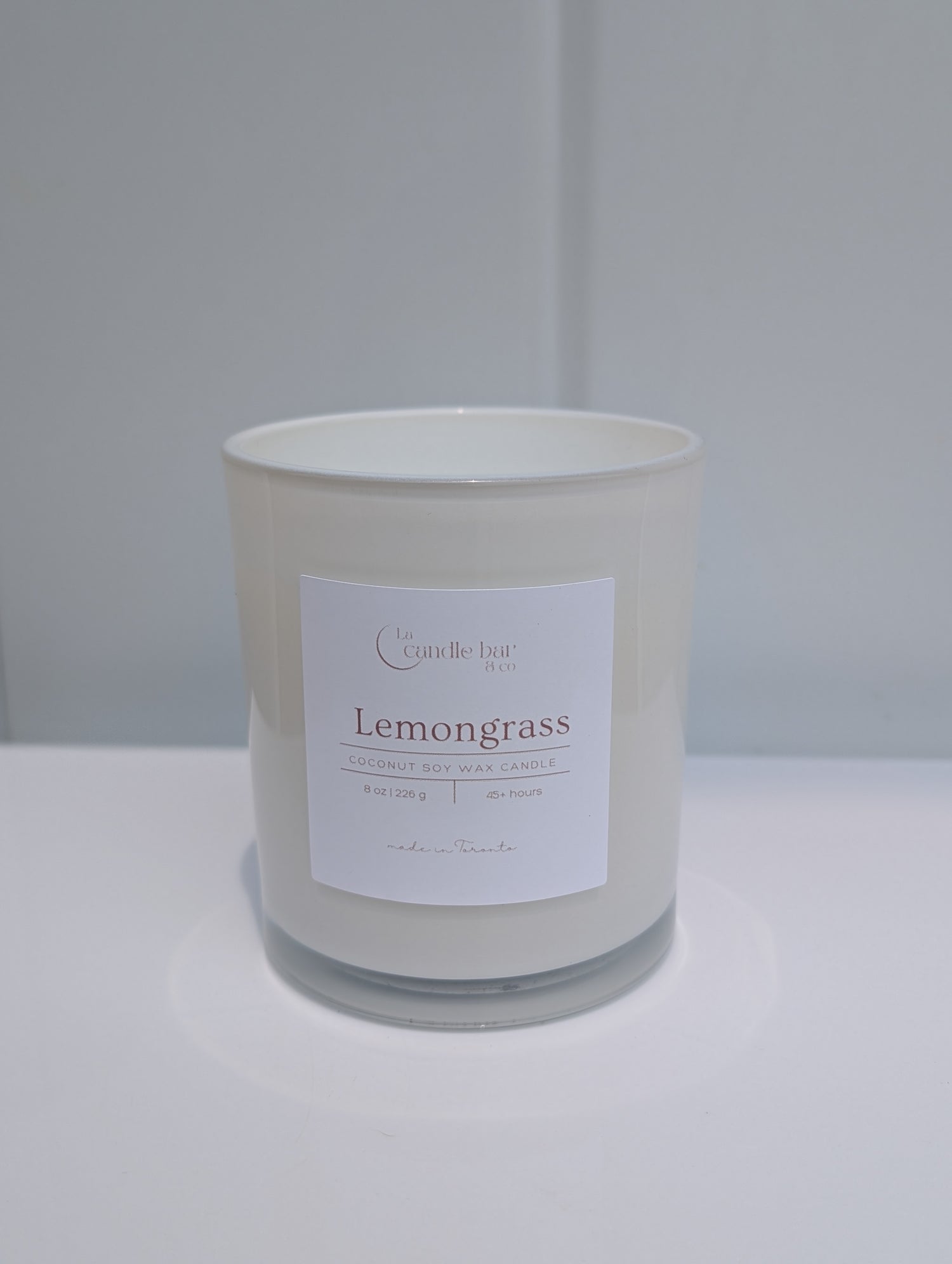 Lemongrass coconut soy wooden wick candle in glass jar - vegan, hand-poured in Toronto