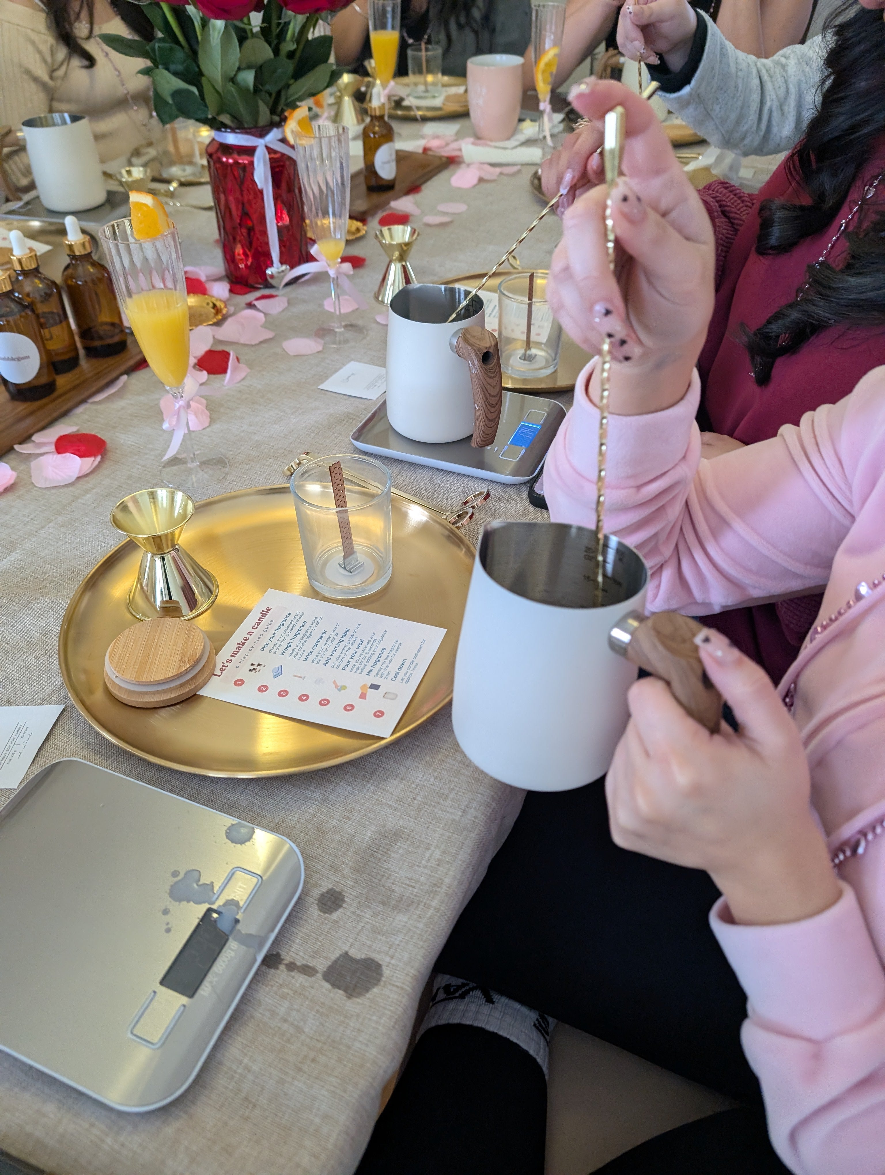 candle making workshop Toronto group experience pouring wax