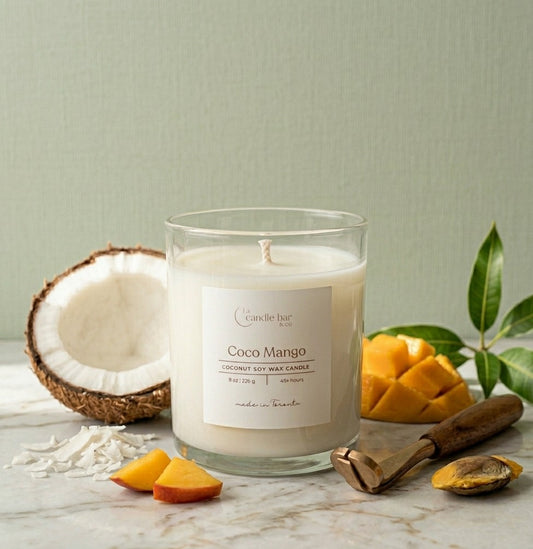 Hand-poured coconut soy wax candle.