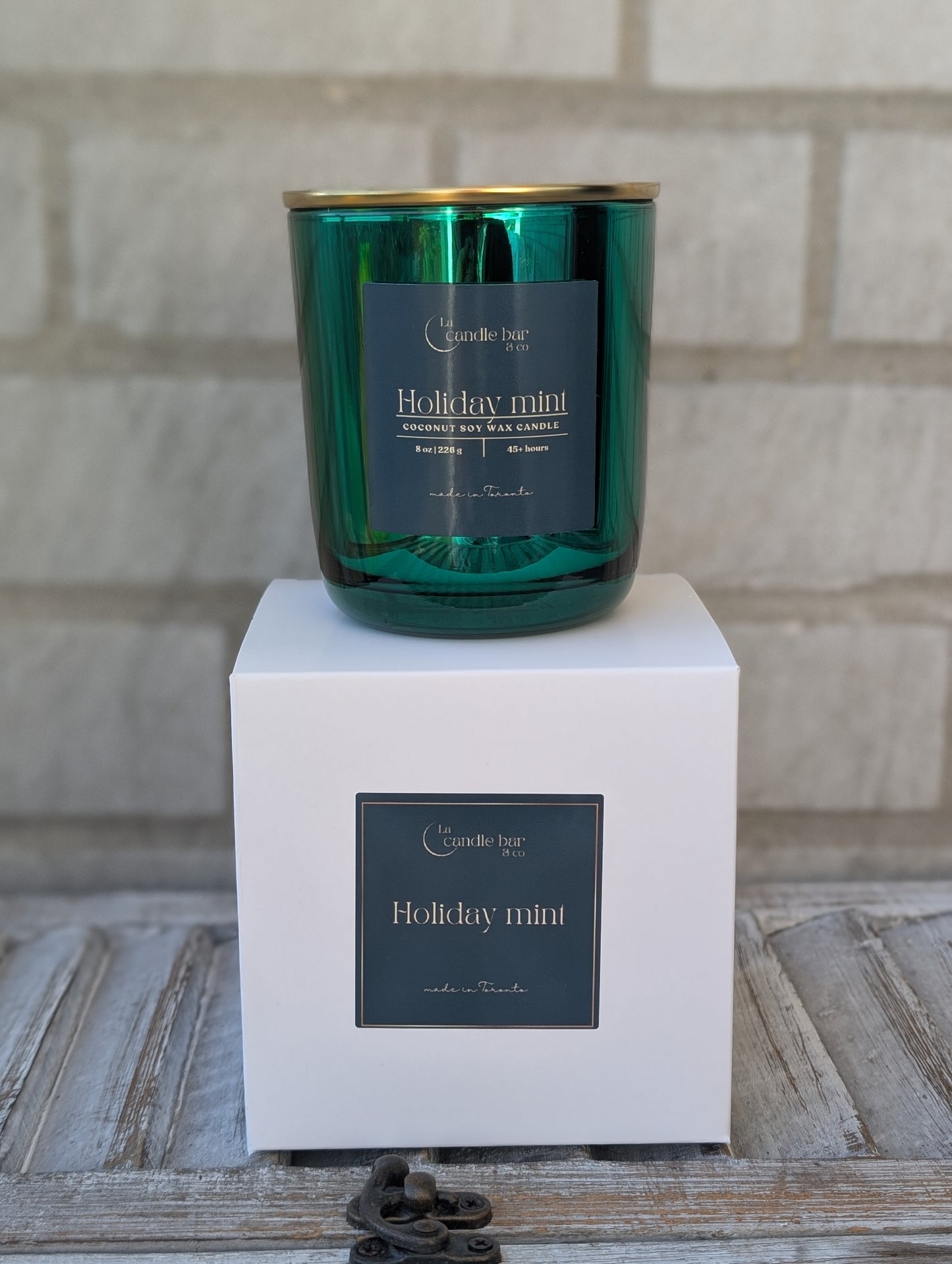 Holiday Mint luxury holiday candle with fresh peppermint and sweet mint leaves